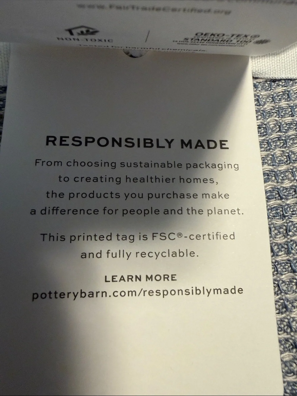 Pottery Barn European Linen Cotton Waffle Weave Standard Sham - Chambray